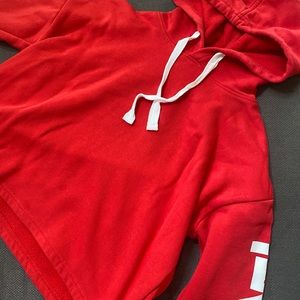 Red Cropped Hooded Sweater